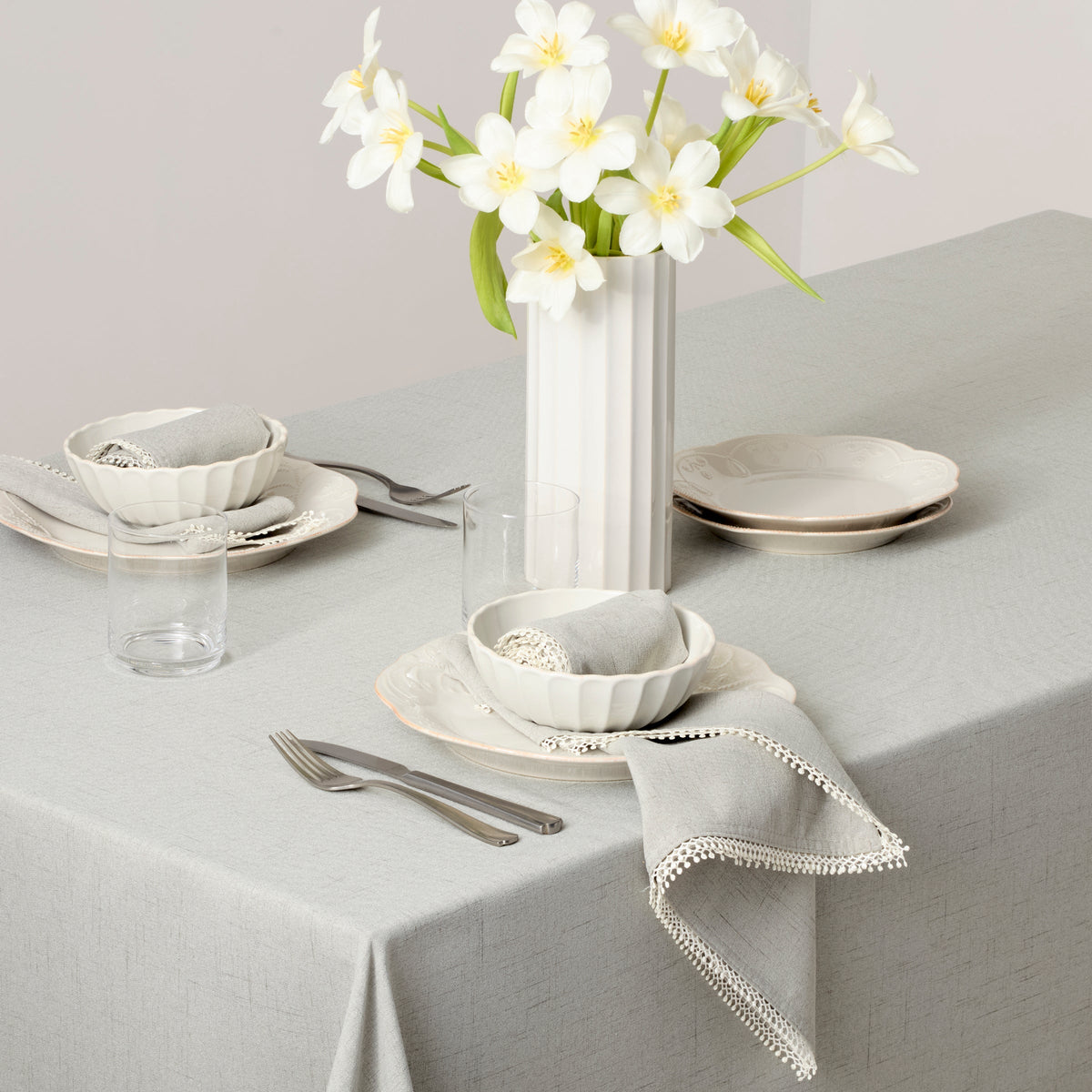 French Perle Dove Grey 60x84 Tablecloth