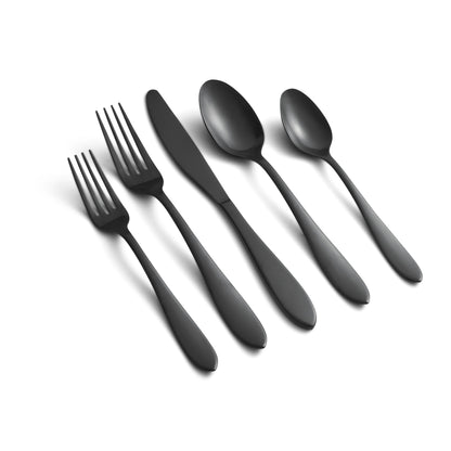 Delia Black Satin 20-Piece Flatware Set