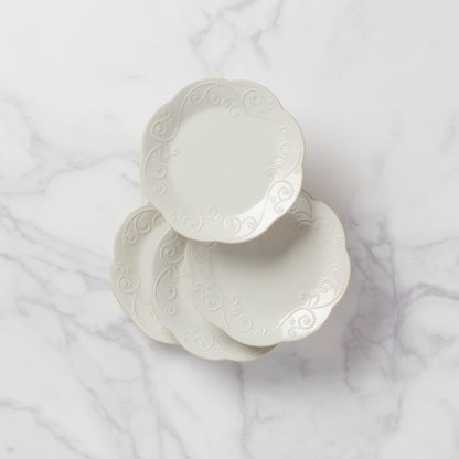 French Perle White 4-Piece Dessert Set