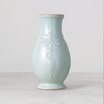 French Perle Ice Blue Fluted Vase
