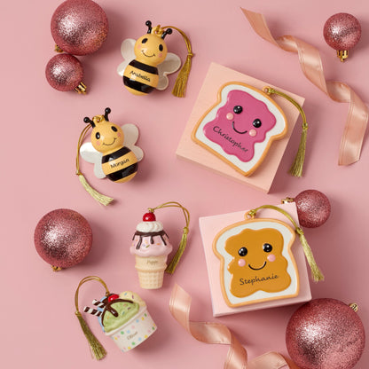Personalized  2-Piece Peanut Butter & Jam Ornament Set