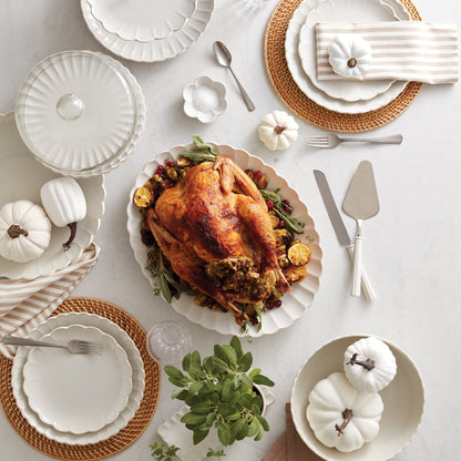 French Perle Scallop White Serving Bowl