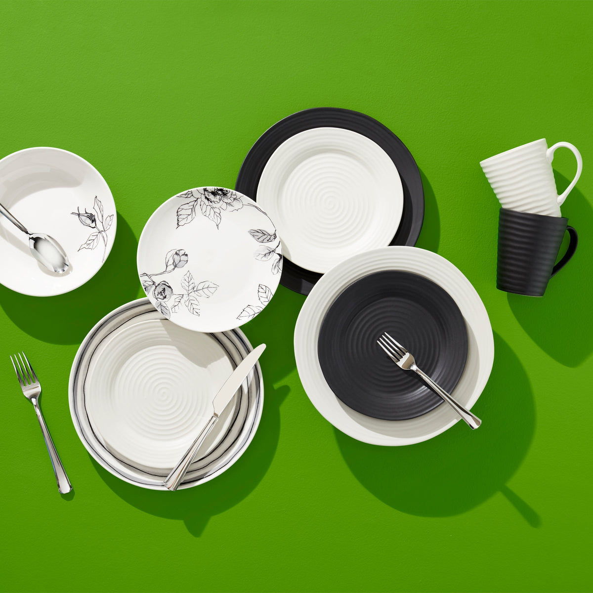 Ridge Black 12-Piece Dinnerware Set