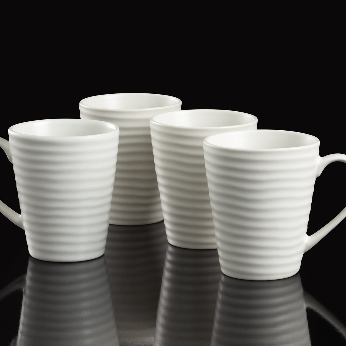 Ridge White Mugs, Set of 4