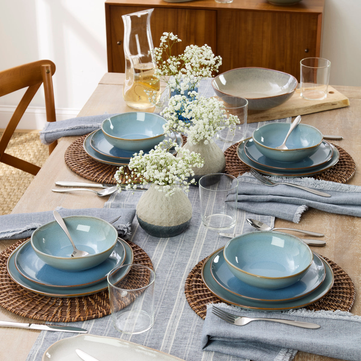 Organic Shades Blue 18-Piece Dinnerware Set