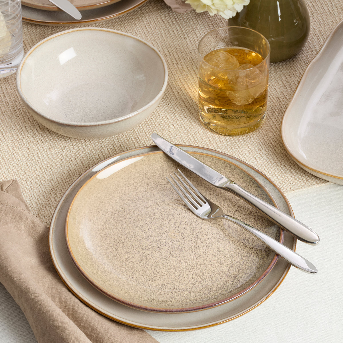 Organic Shades Oatmeal 12-Piece Dinnerware Set