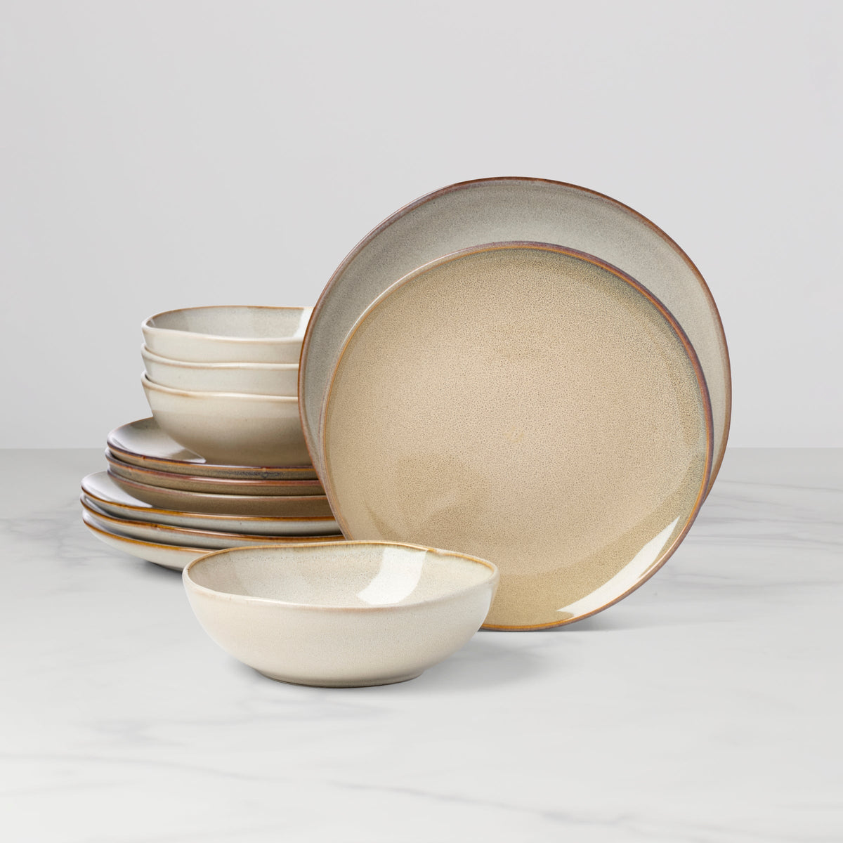 Organic Shades Oatmeal 12-Piece Dinnerware Set