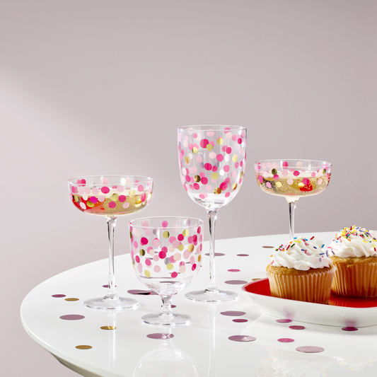 It's Raining Confetti Wine Glasses, Set of 4