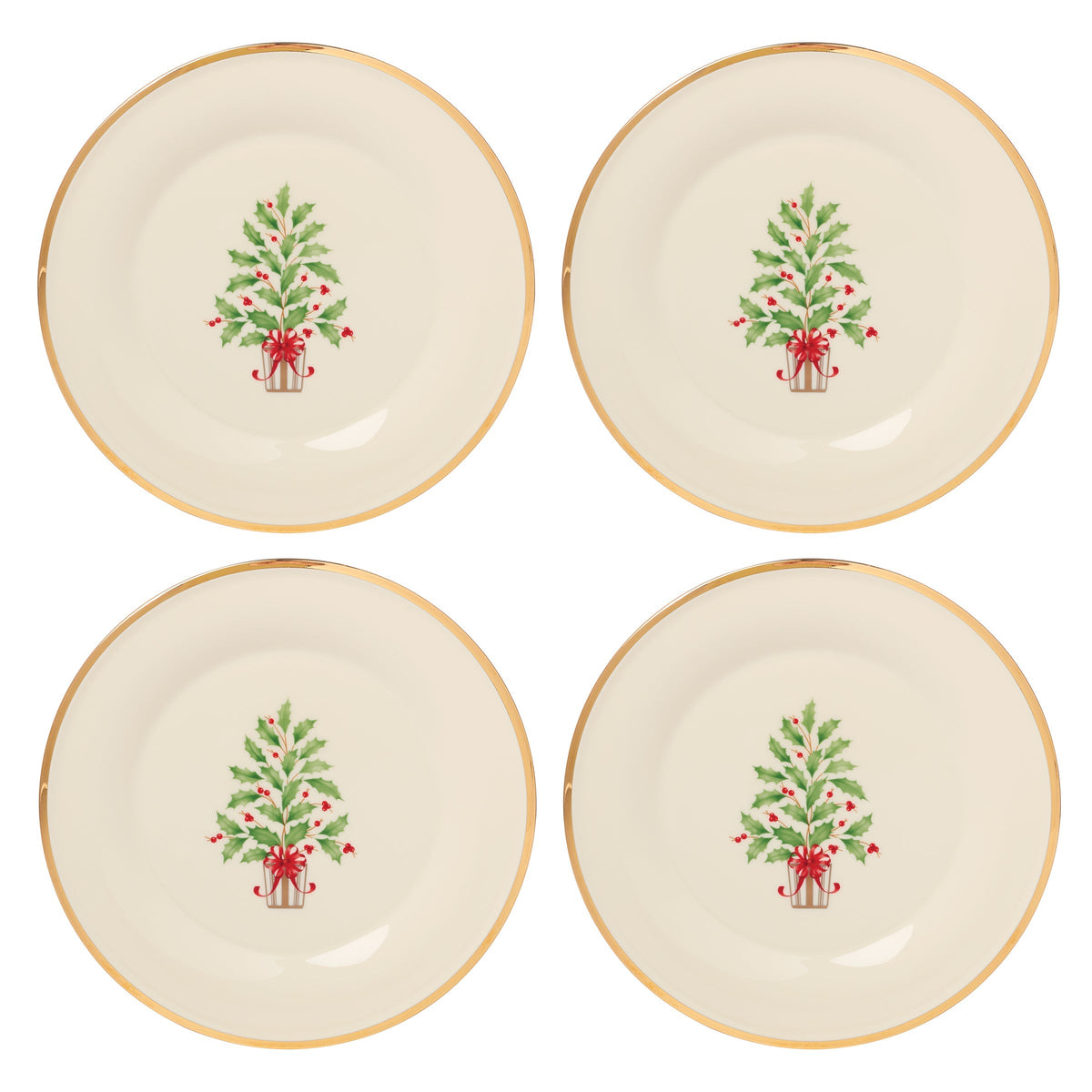 Holiday Tree Accent Plates, Set of 4