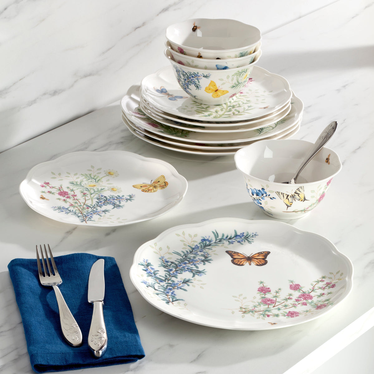 Butterfly Meadow Herbs 12-Piece Dinnerware Set