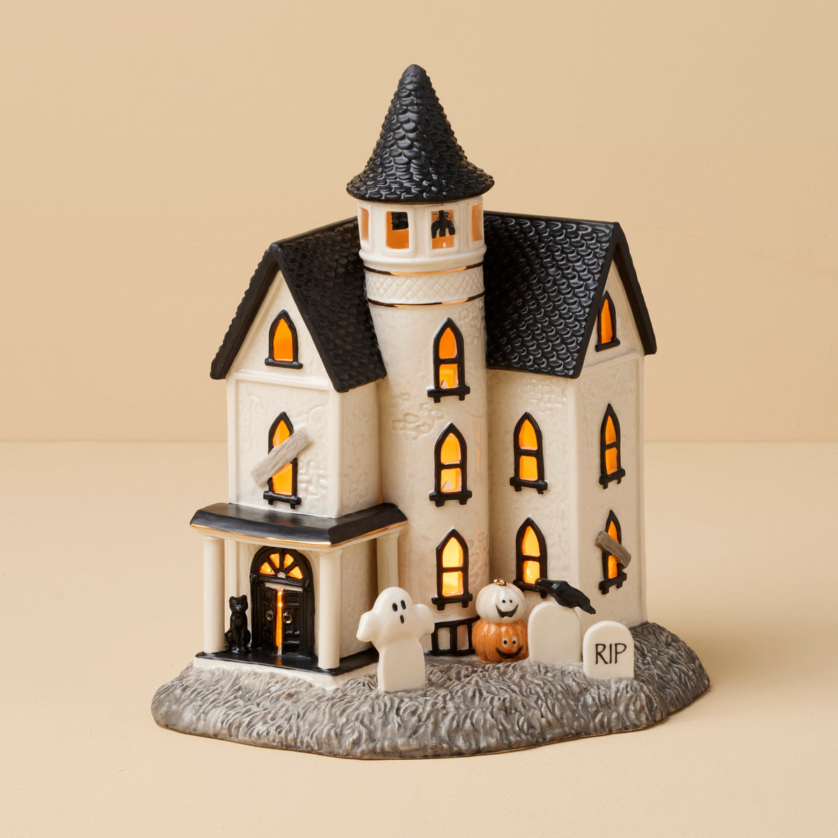Vintage Halloween Lit Manor Figurine