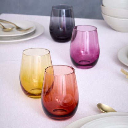 Golden Hour Stemless Wine Glasses, Set of 4