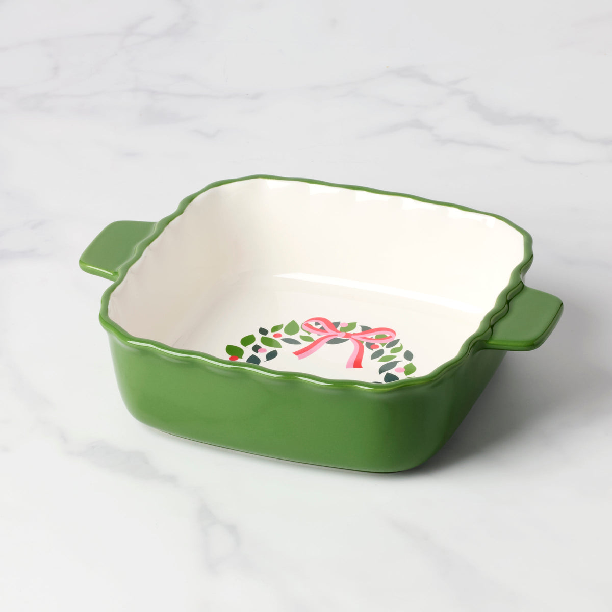 Evergreen Square Scallop Baking Dish