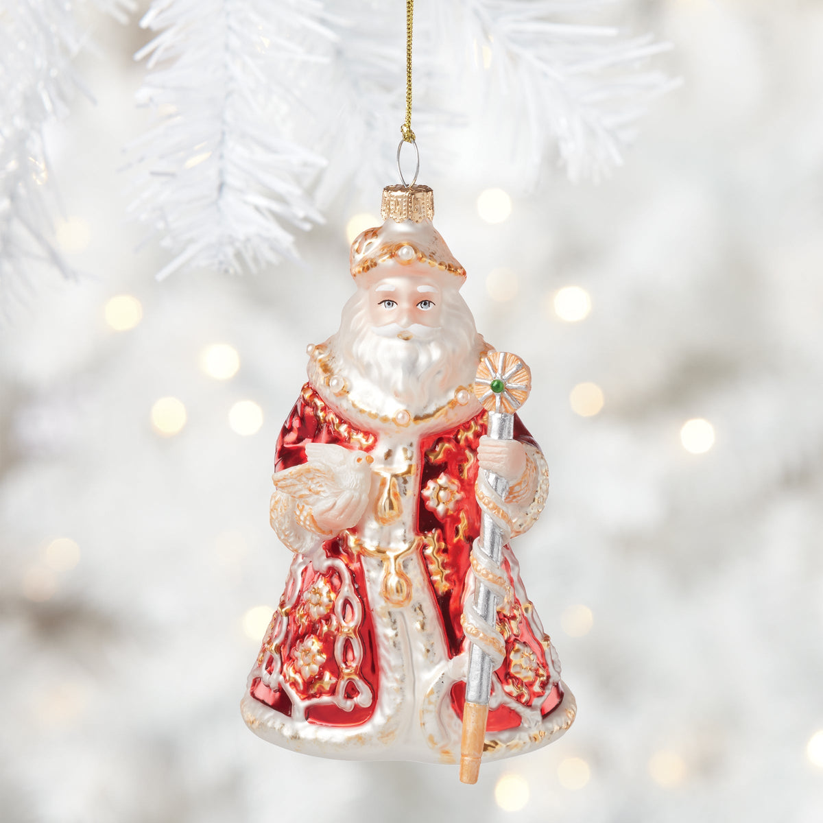 Blown Glass Santa Ornament