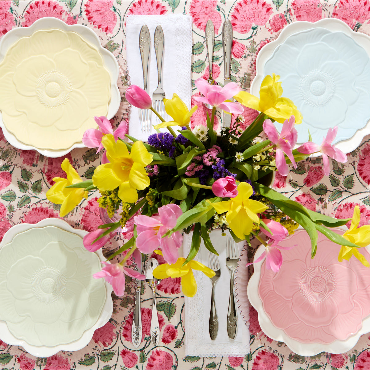 Butterfly Meadow Floral Yellow Accent Plates, Set of 4