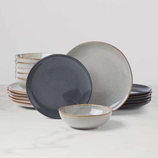 Organic Shades Gray 18-Piece Dinnerware Set