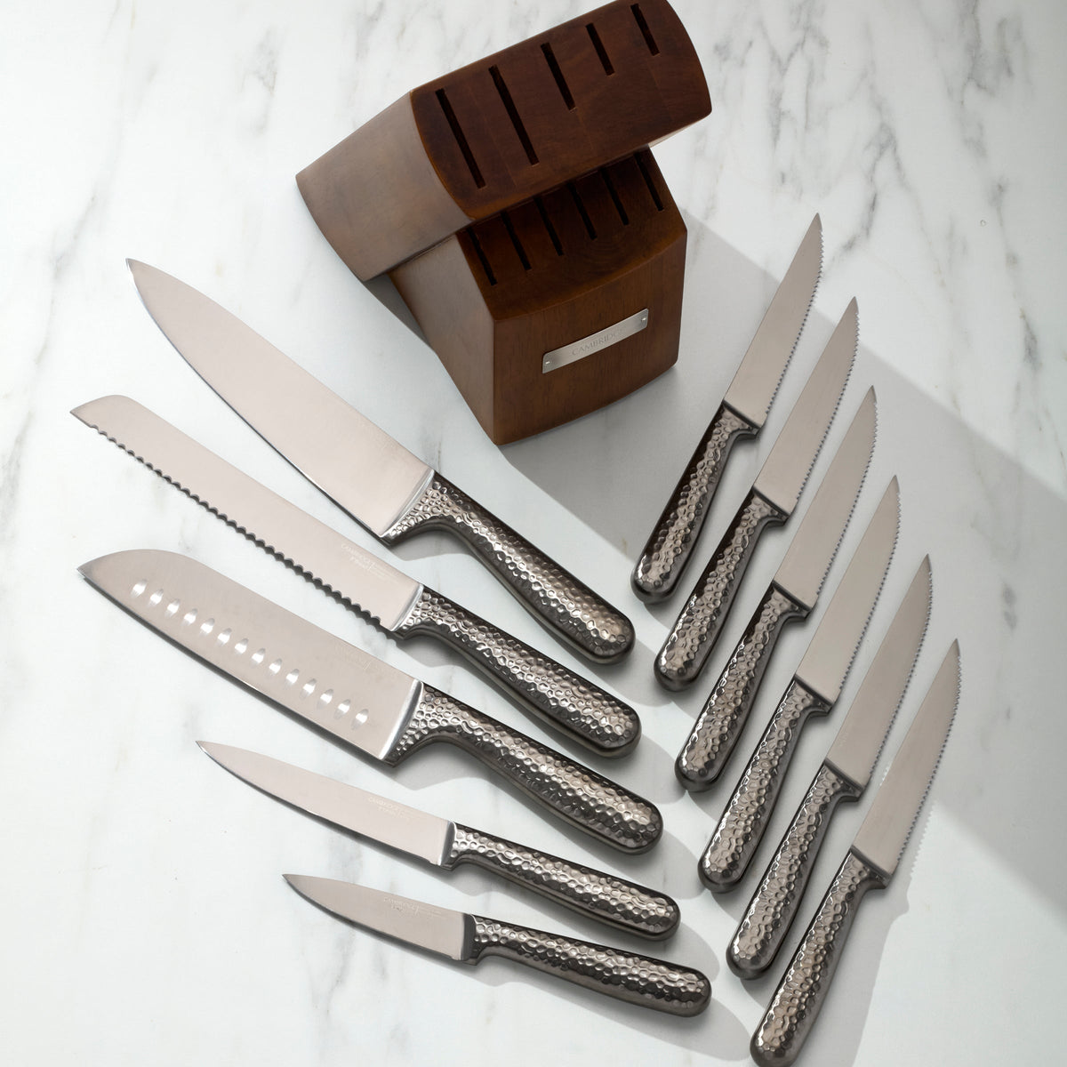 Nero Hammered Titanium 12-Piece Cutlery Block Set
