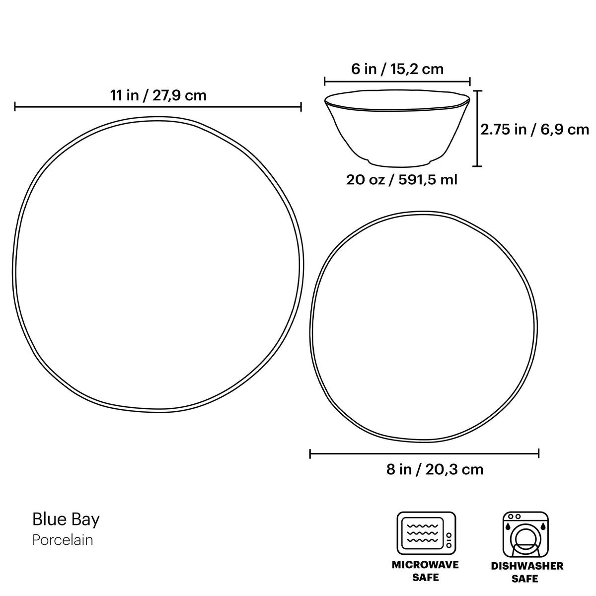 Blue Bay White 12-Piece Dinnerware Set